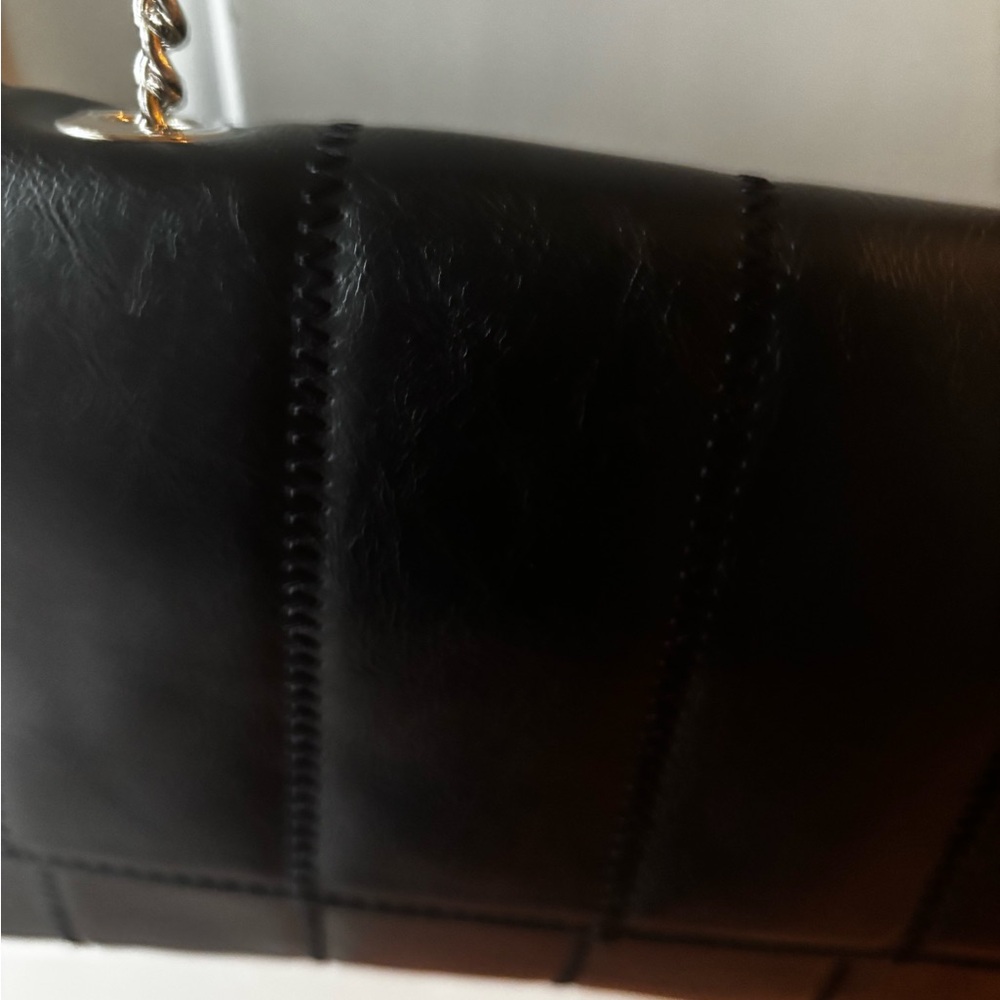 Chic Black Vegan  Leather Shoulder Bag with Chain Strap - Picture 6 of 6